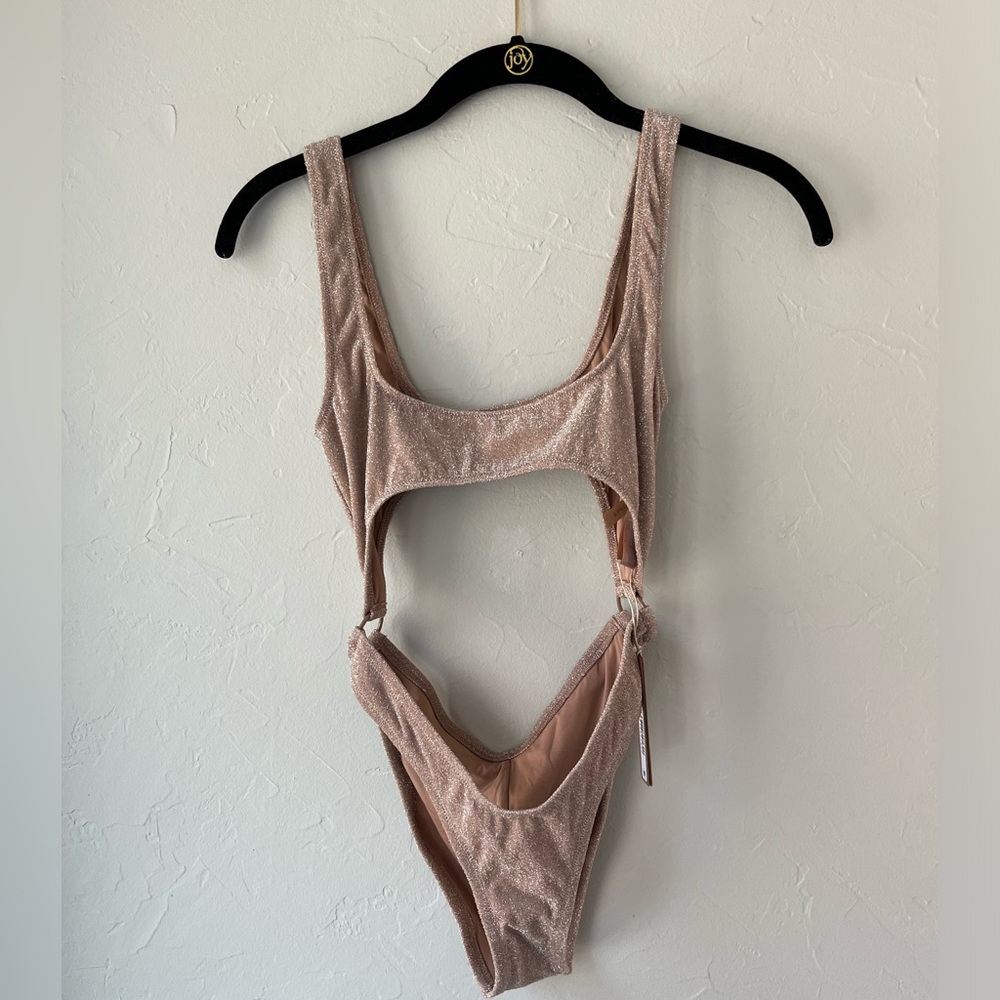 Shimmer Cutout One-Piece Swimsuit - Champagne - Picture 5 of 7